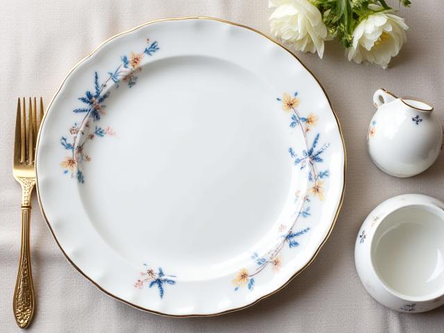 Exquisites handbemaltes Porzellangeschirr-Set mit floralen Mustern.