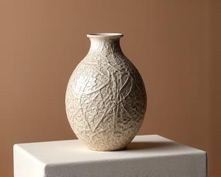 Einzigartige handgefertigte Keramikvase mit komplexen Mustern